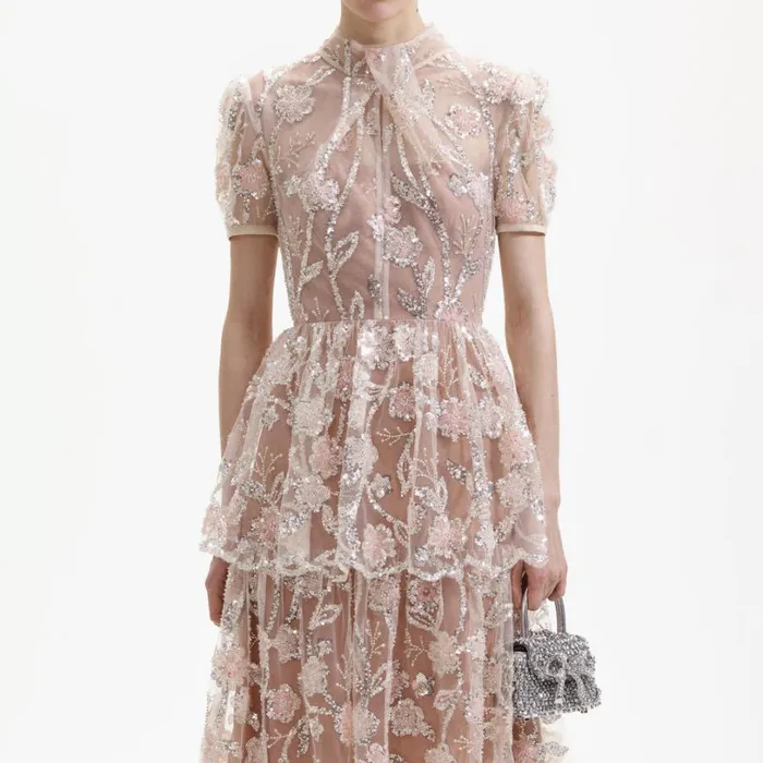 Sequin Flower Maxi Dress Women Self Portrait Dresses Sequin Flower Maxi Dress Women Self Portrait Dresses