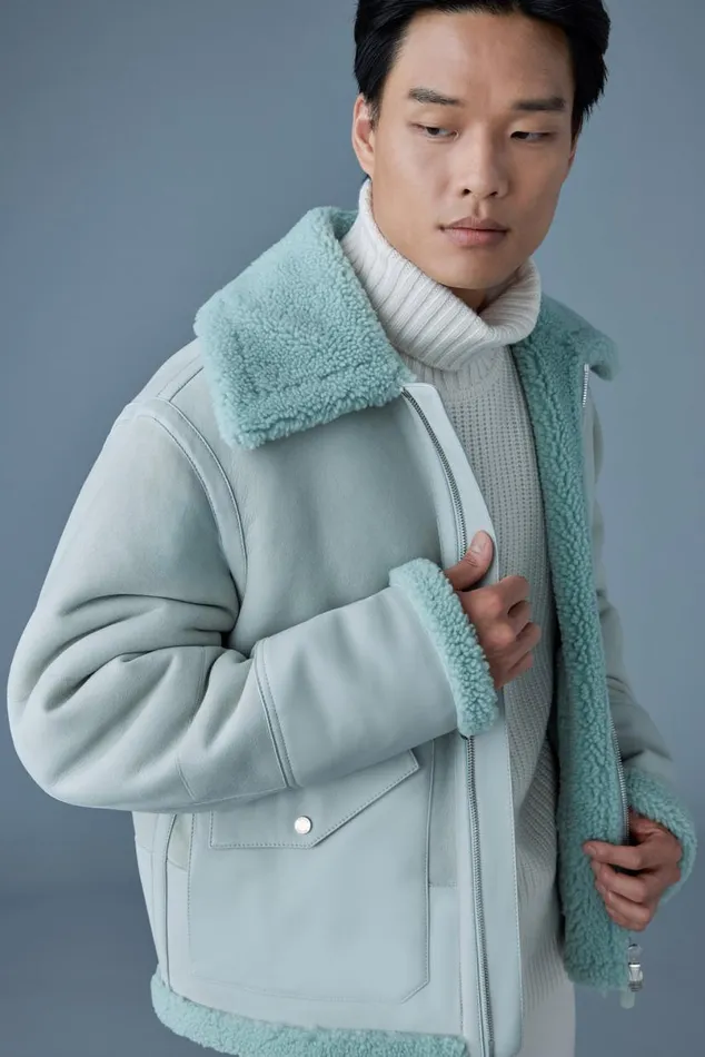 Shearling Jackets Men Mackage ATLASSH Shearling And Leather Aviatorstyle Jacket Mint Shearling Jackets Men Mackage ATLASSH Shearling And Leather Aviatorstyle Jacket Mint