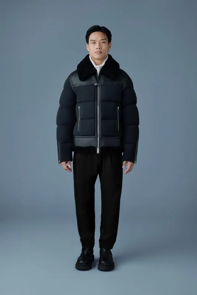 Shearling Jackets Men Mackage ROBERT Mixedmedia Shearling Down Jacket Black Shearling Jackets Men Mackage ROBERT Mixedmedia Shearling Down Jacket Black