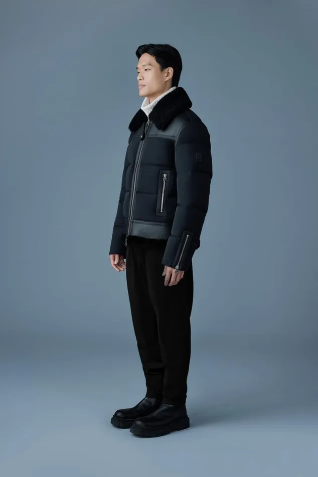 Shearling Jackets Men Mackage ROBERT Mixedmedia Shearling Down Jacket Black Shearling Jackets Men Mackage ROBERT Mixedmedia Shearling Down Jacket Black