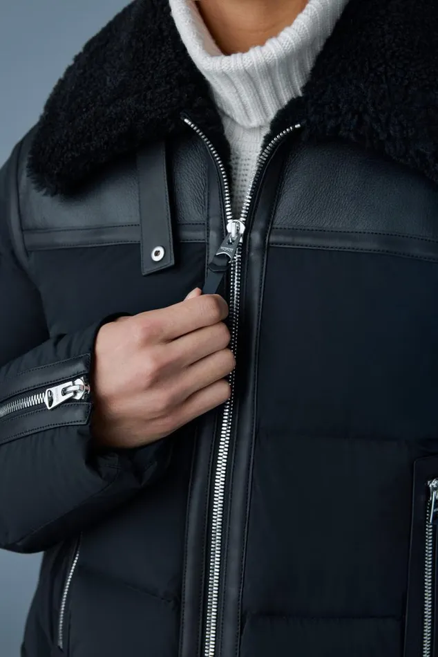 Shearling Jackets Men Mackage ROBERT Mixedmedia Shearling Down Jacket Black Shearling Jackets Men Mackage ROBERT Mixedmedia Shearling Down Jacket Black