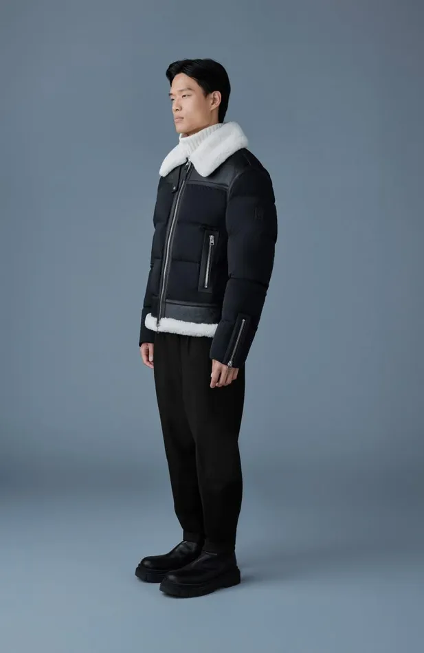 Shearling Jackets Men Mackage ROBERT Mixedmedia Shearling Down Jacket Black Shearling Jackets Men Mackage ROBERT Mixedmedia Shearling Down Jacket Black