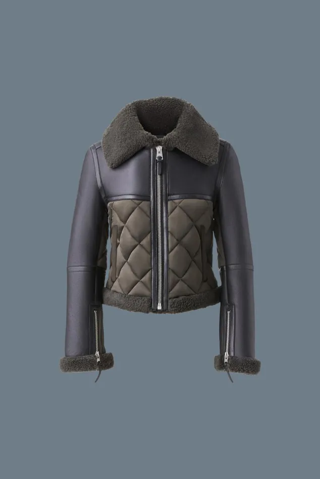 Shearling Jackets Women Mackage TULIP Quilted Sheepskin Jacket With Shearling Trim Black Shearling Jackets Women Mackage TULIP Quilted Sheepskin Jacket With Shearling Trim Black