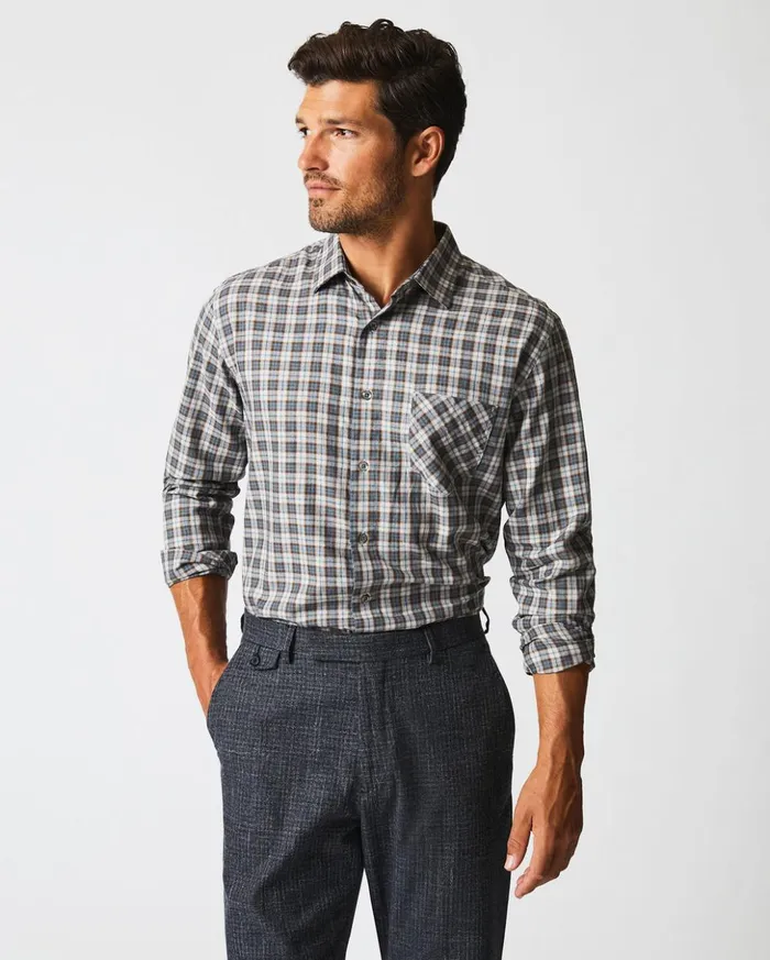 Shirting Men Billy Reid Herringbone Plaid John T Shirt Greytan
