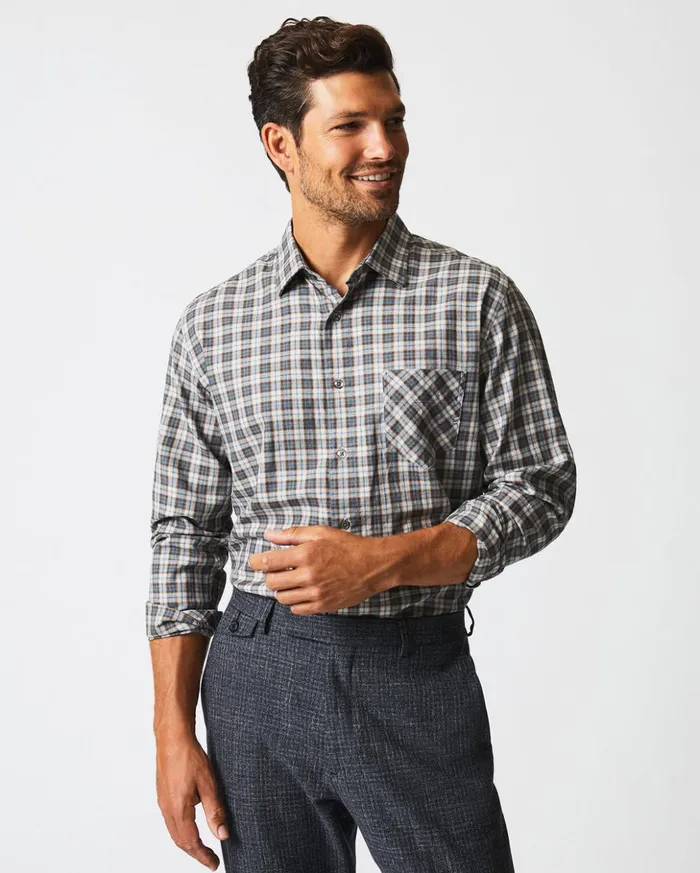 Shirting Men Billy Reid Herringbone Plaid John T Shirt Greytan