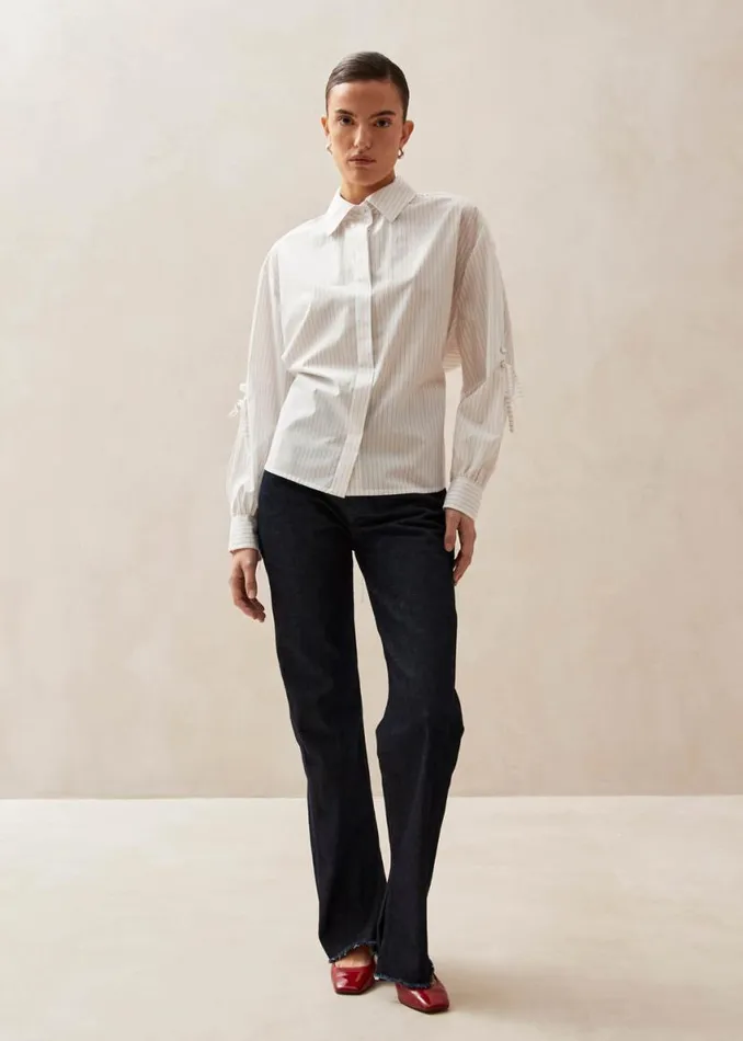 Shirts Women ALOHAS Sugar Red Thin Stripes Shirt
