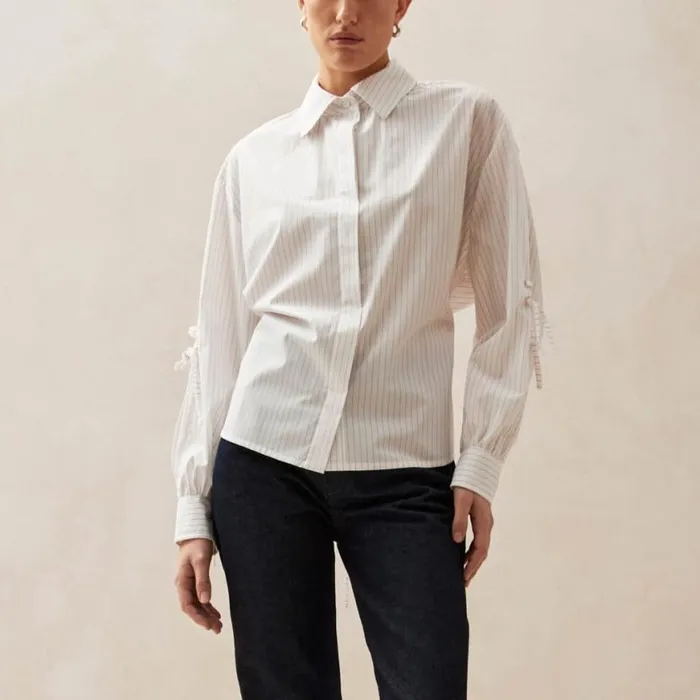 Shirts Women ALOHAS Sugar Red Thin Stripes Shirt