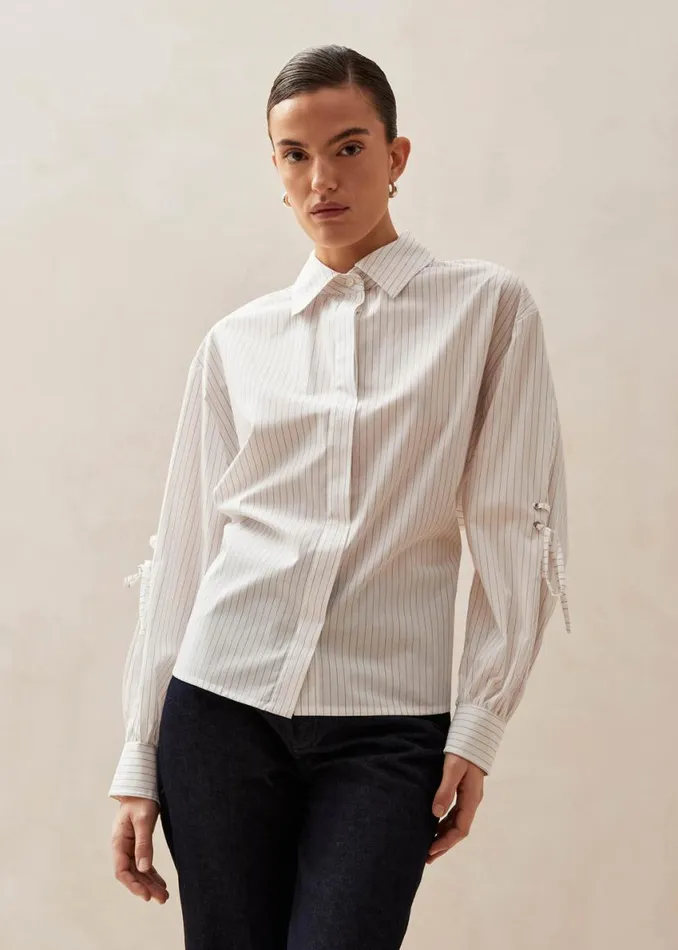 Shirts Women ALOHAS Sugar Red Thin Stripes Shirt