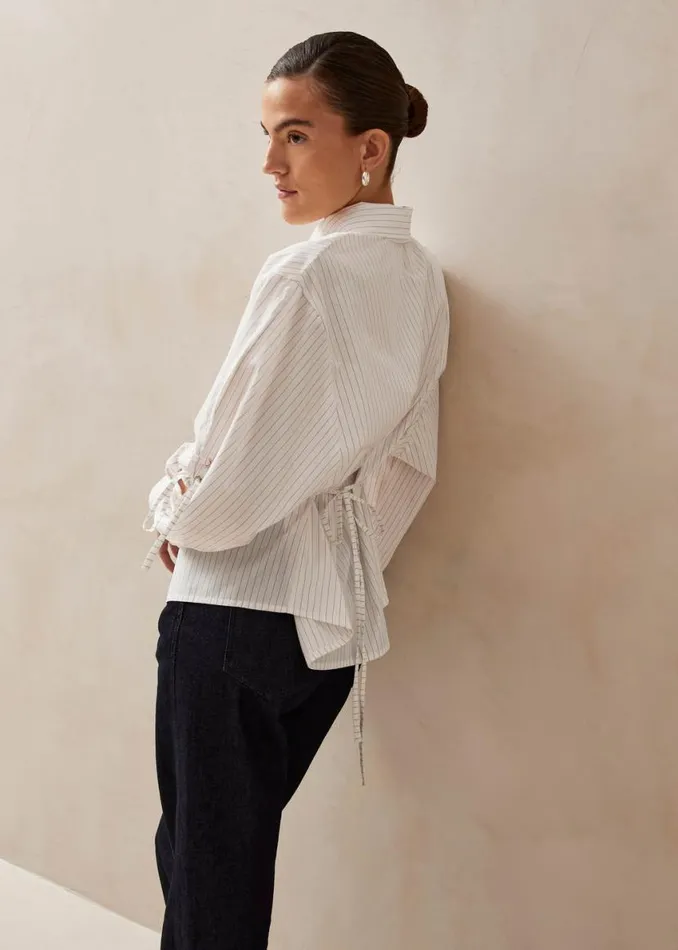 Shirts Women ALOHAS Sugar Red Thin Stripes Shirt
