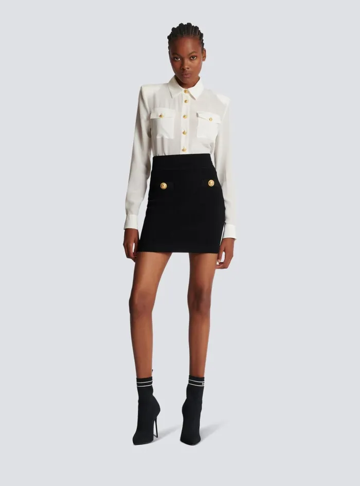 Short Knit Skirt Black Women Balmain Knitwear