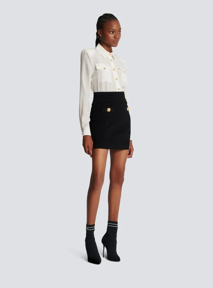 Short Knit Skirt Black Women Balmain Knitwear