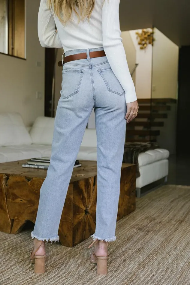 Sienna Distressed Mom Jeans Light Wash Women Bohme Denim