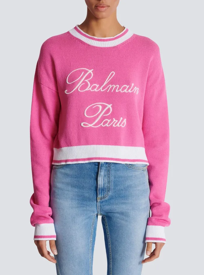 Signature Knit Jumper Pink Women Balmain Knitwear