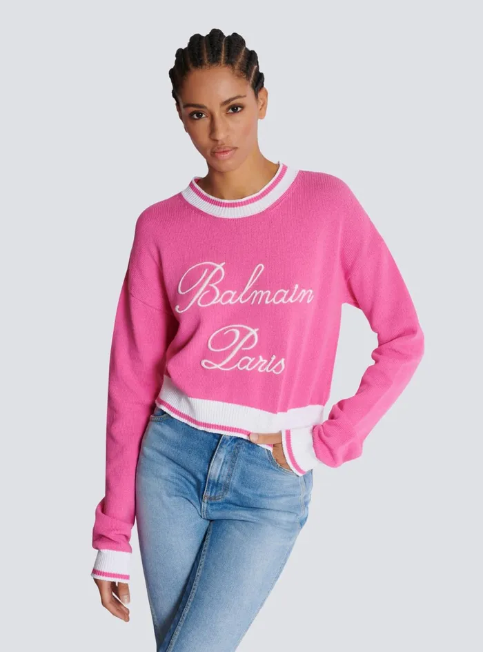 Signature Knit Jumper Pink Women Balmain Knitwear