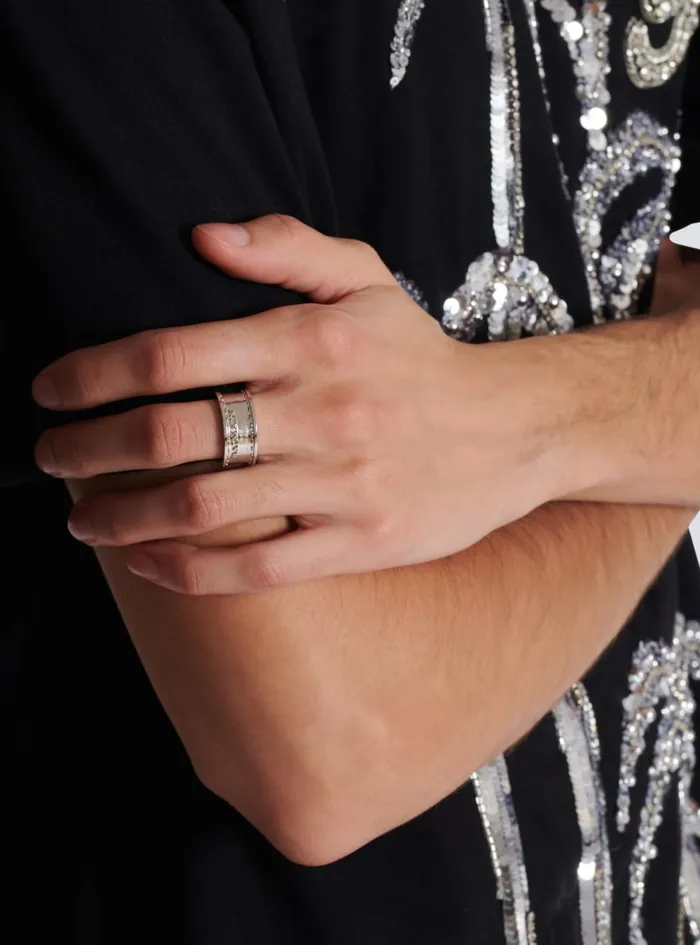 Signature Tubular Brass Ring Silver Men Balmain Fashion Jewelry