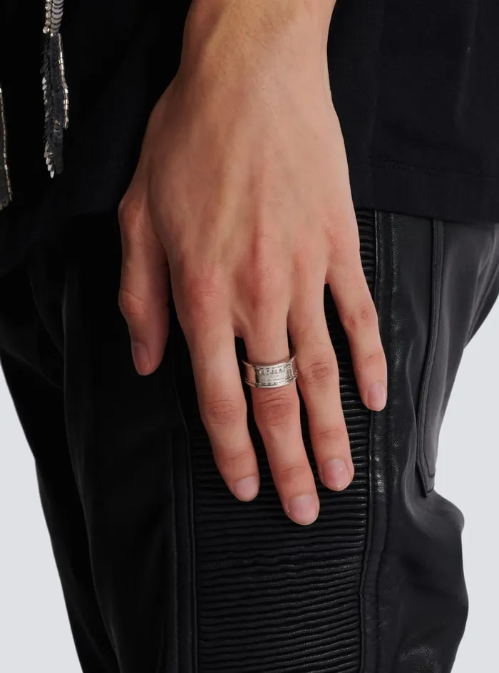 Signature Tubular Brass Ring Silver Men Balmain Fashion Jewelry