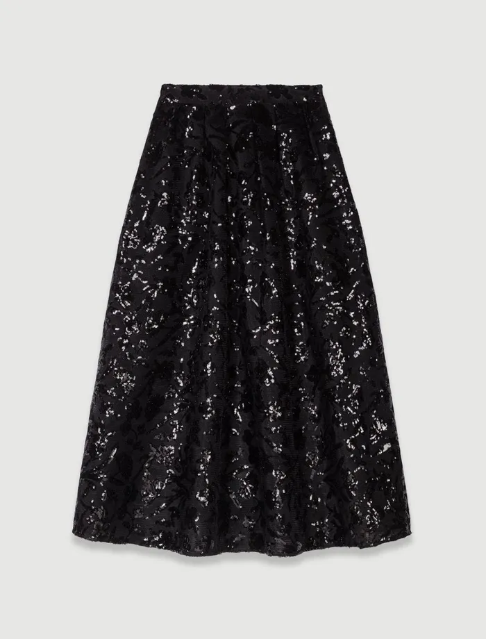 Skirts and Shorts Women Maje Sequin Maxi Skirt Black