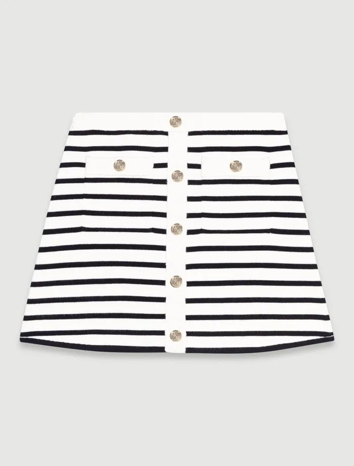 Skirts and Shorts Women Maje Short Striped Knit Skirt Navy Ecru