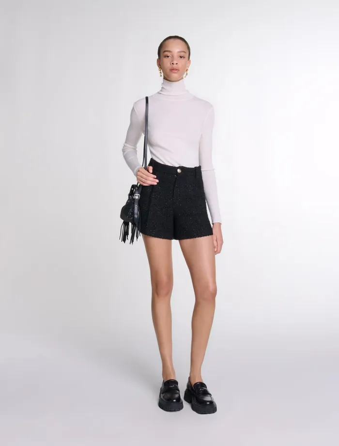Skirts and Shorts Women Maje Tweed Shorts Black