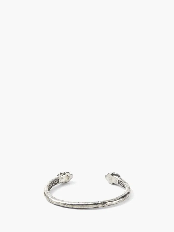 SKULL CUFF BRACELET WITH BLACK DIAMONDS Silver Accessories John Varvatos Jewelry