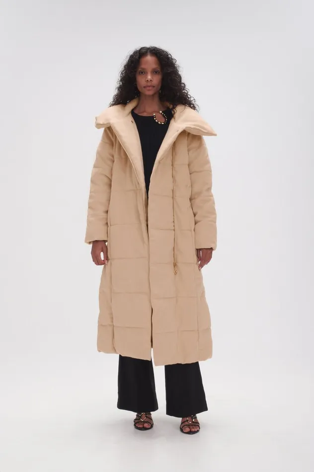Skyline Wool Puffer Coat Taupe Grey Women Aje Blazers Jackets 038 Coats