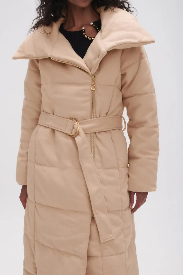 Skyline Wool Puffer Coat Taupe Grey Women Aje Blazers Jackets 038 Coats