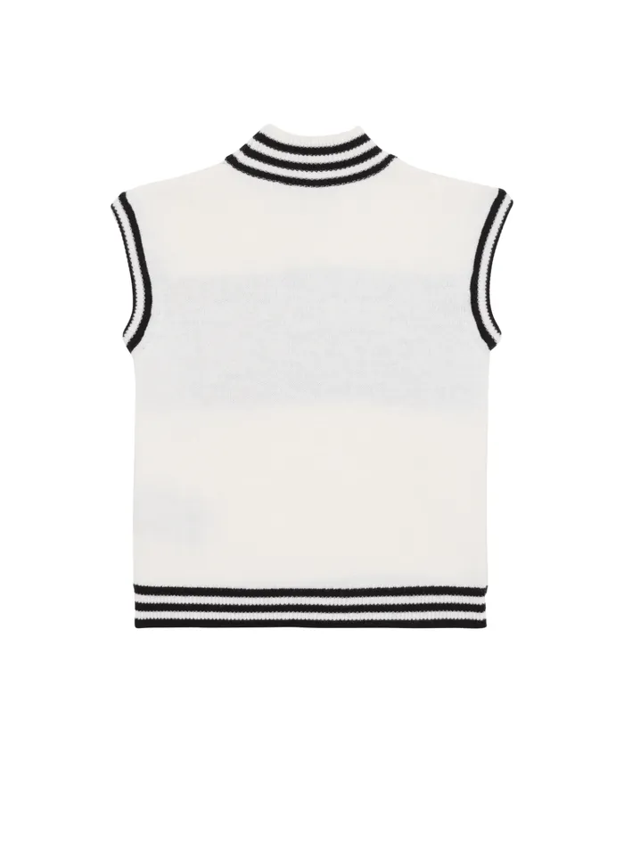 Sleeveless Knitted Paris Jumper Black Kids Balmain