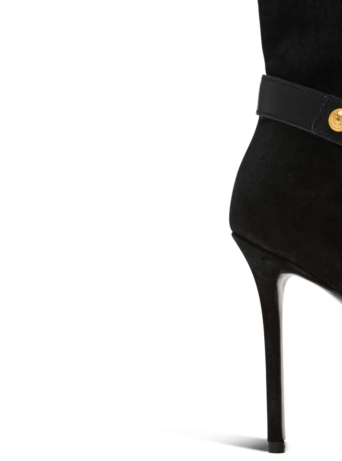 Slouchy Suede Heeled Eva Boots Black Women Balmain Boots