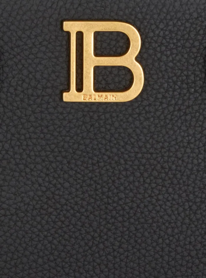 Small BBuzz Top Handle Bag In Grained Leather Black Women Balmain Handbags