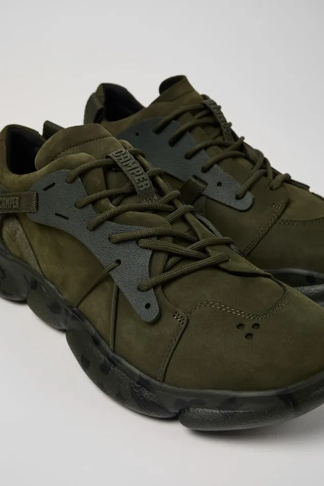 Sneakers Men Camper Karst Green Nubuck And Textile Sneakers