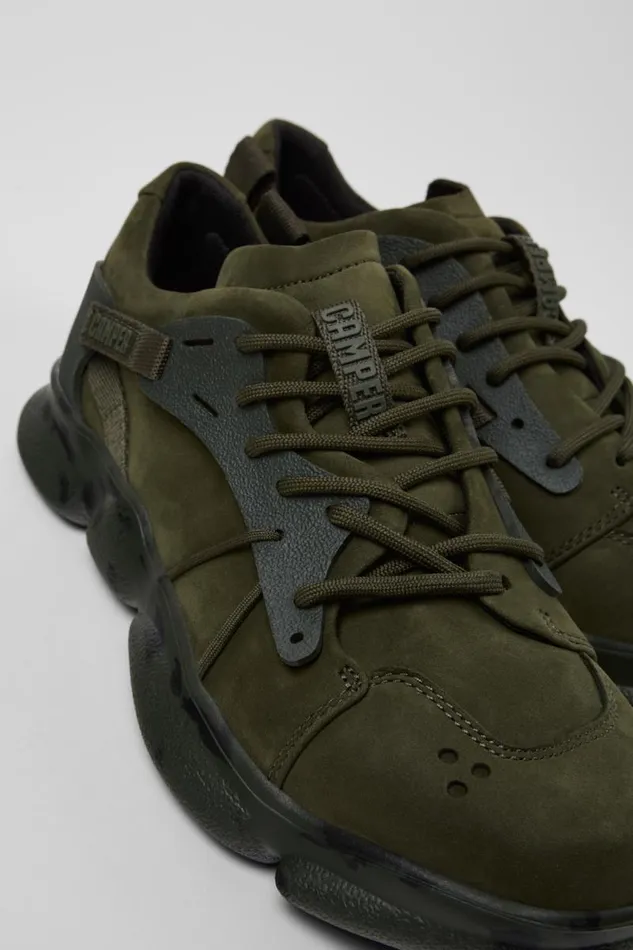 Sneakers Women Camper Karst Green Nubuck And Textile Sneakers