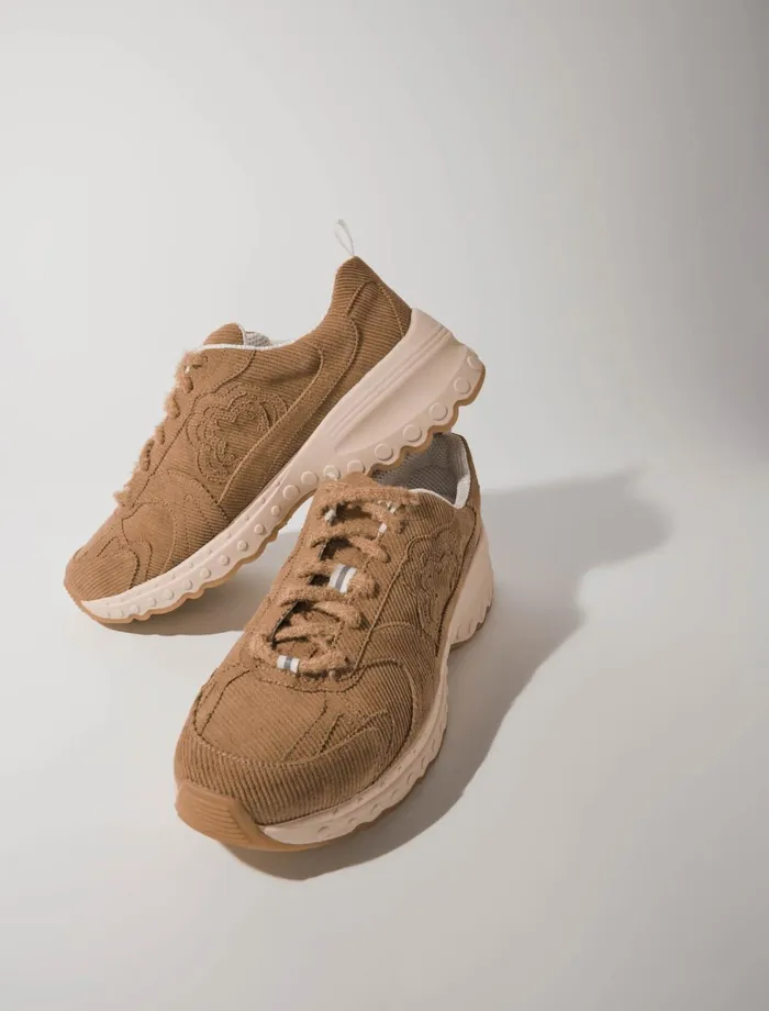 Sneakers Women Maje Corduroy M Trainers Beige