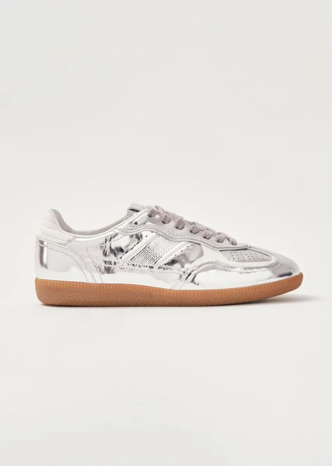 Sneakers WomenMen ALOHAS Tb490 Rife Shimmer Silver Cream Leather Sneakers