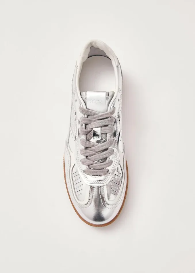 Sneakers WomenMen ALOHAS Tb490 Rife Shimmer Silver Cream Leather Sneakers