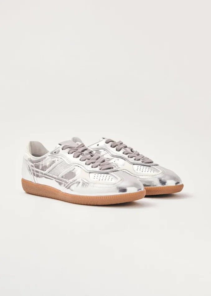 Sneakers WomenMen ALOHAS Tb490 Rife Shimmer Silver Cream Leather Sneakers