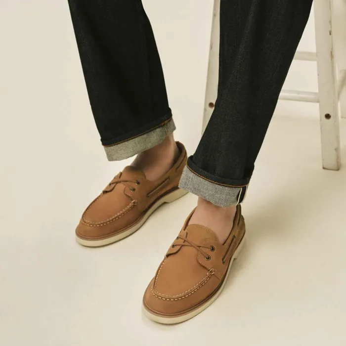 Sperry Authentic Original Double Sole Nubuck Boat Shoe Medium Beige Men Boat Shoes