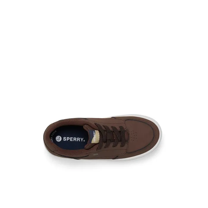 Sperry Boardwalk Leather Sneaker Brown Kids Sneakers