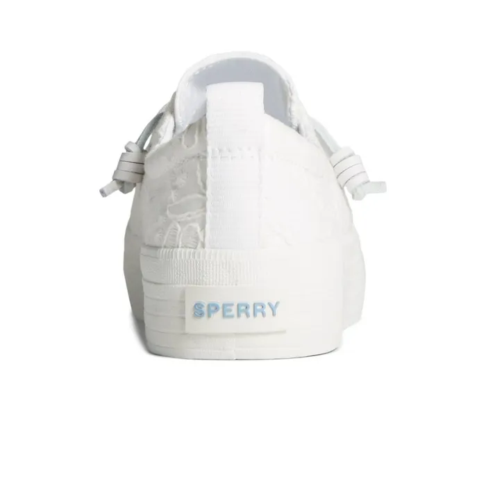 Sperry Crest Vibe Platform Lace Platform Sneaker White Textile Textured Women Sneakers