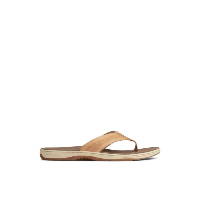 Sperry Havasu Perf Flip Flop Brown Leather Mixed Material Men Sandals