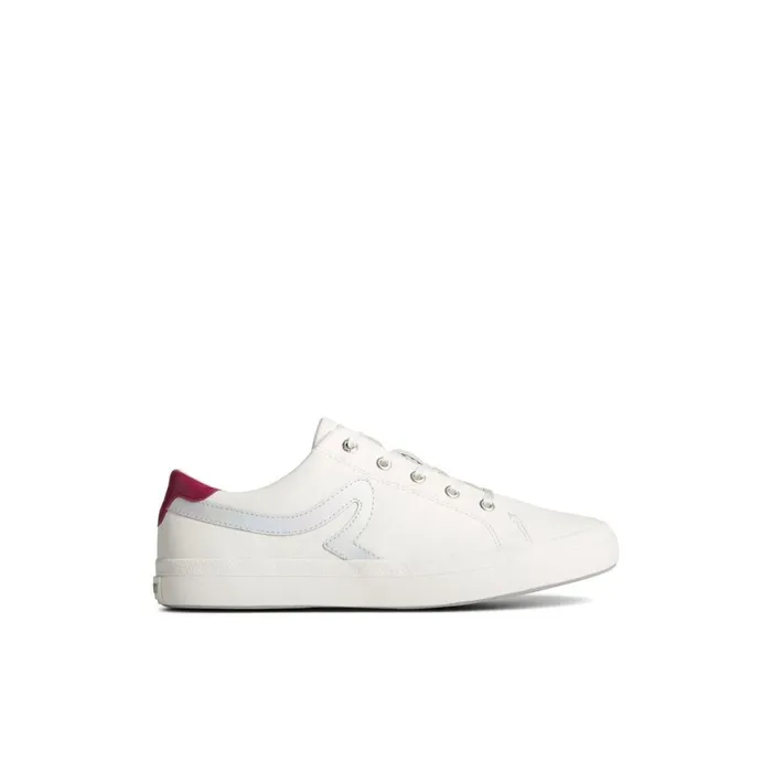 Sperry Sandy Leather Metallic Sneaker White Leather Satin Women Sneakers
