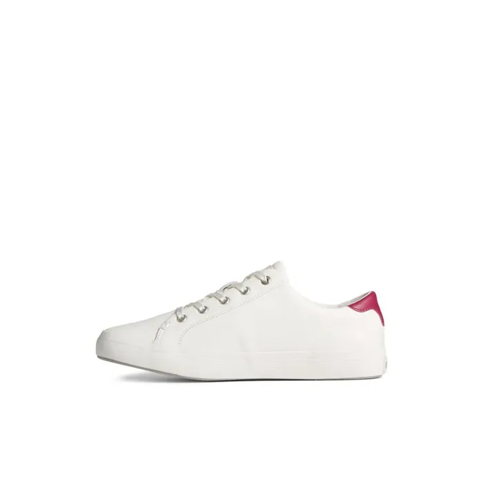 Sperry Sandy Leather Metallic Sneaker White Leather Satin Women Sneakers