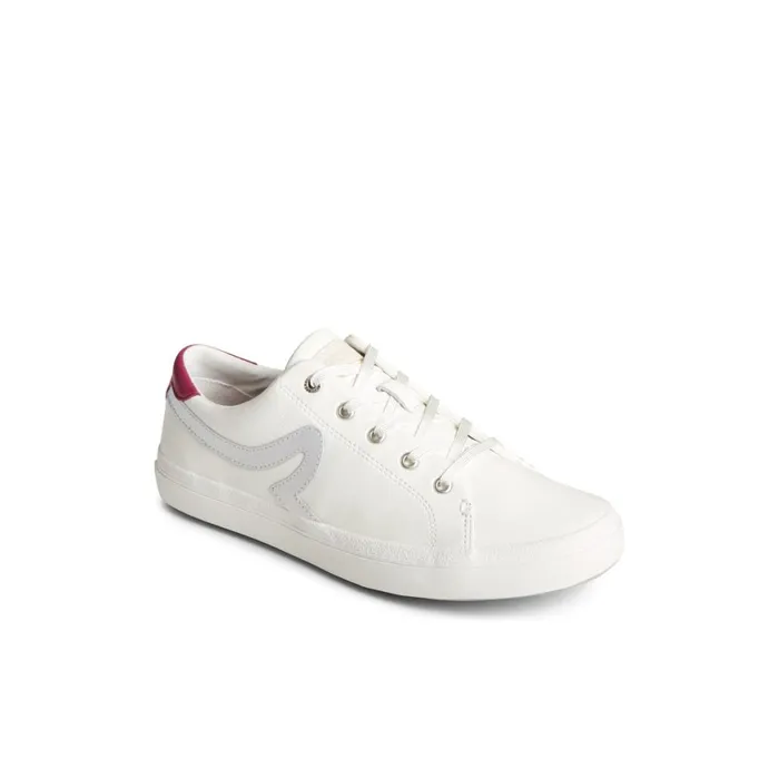 Sperry Sandy Leather Metallic Sneaker White Leather Satin Women Sneakers