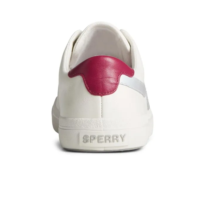 Sperry Sandy Leather Metallic Sneaker White Leather Satin Women Sneakers