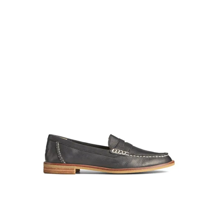 Sperry Seaport Penny Leather Loafer Black Women Oxfords and Loafers