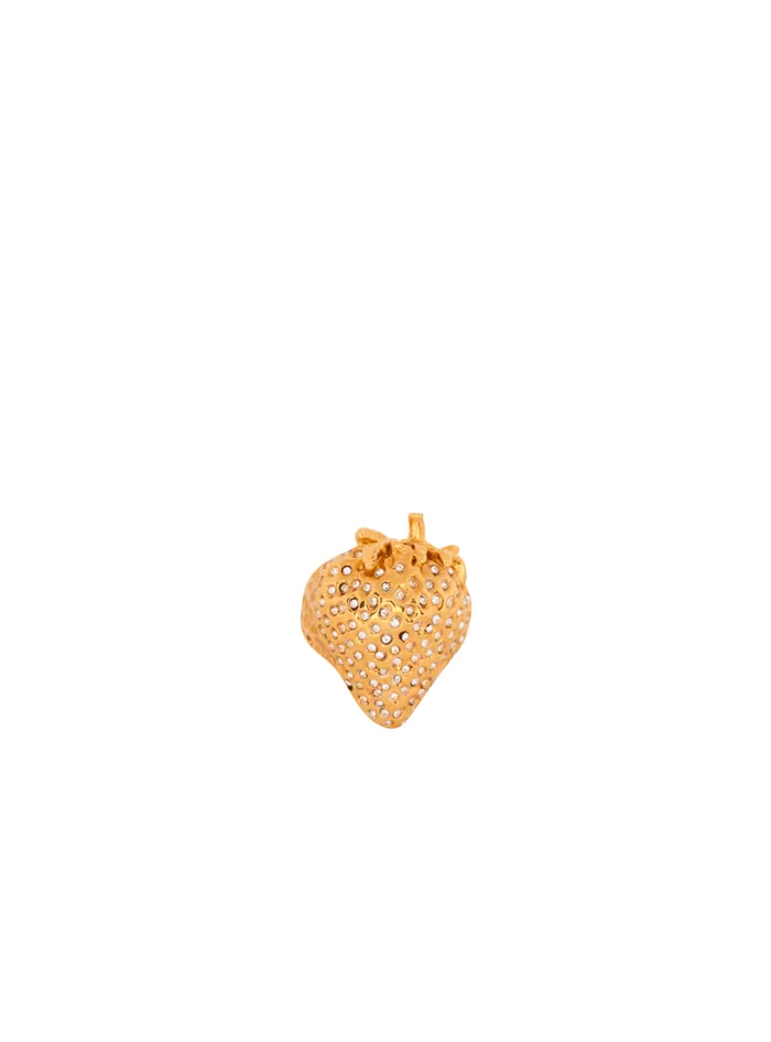 Strawberry Brass And Rhinestone Ring Gold Women Balmain Fashion Jewelry