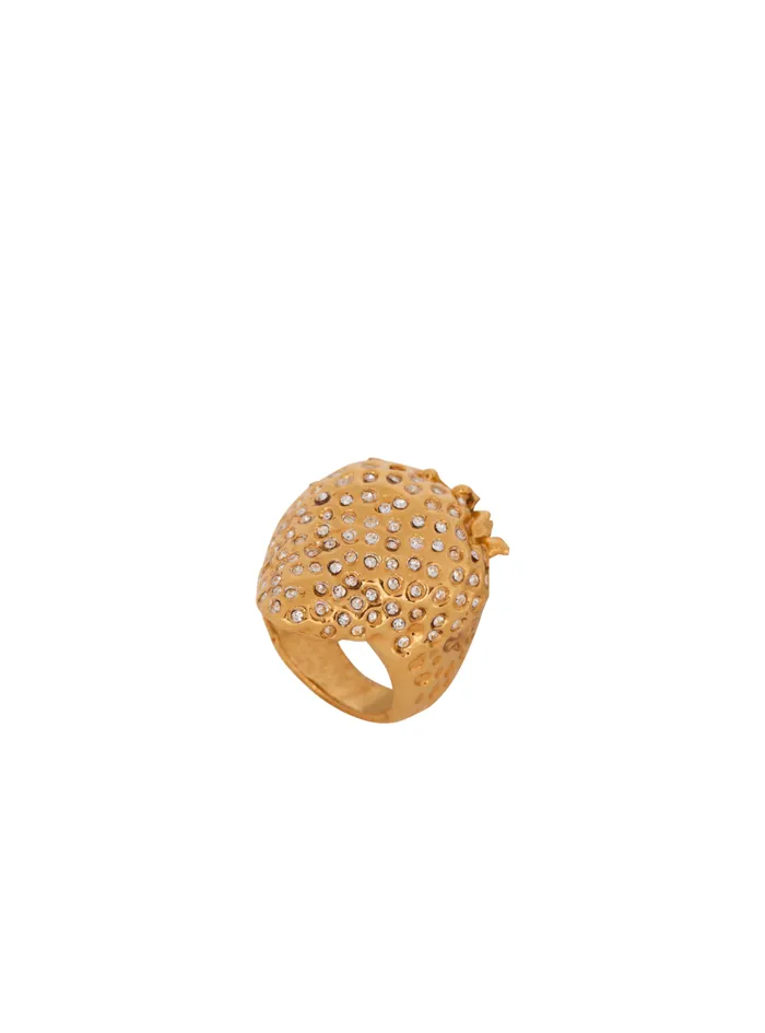 Strawberry Brass And Rhinestone Ring Gold Women Balmain Fashion Jewelry