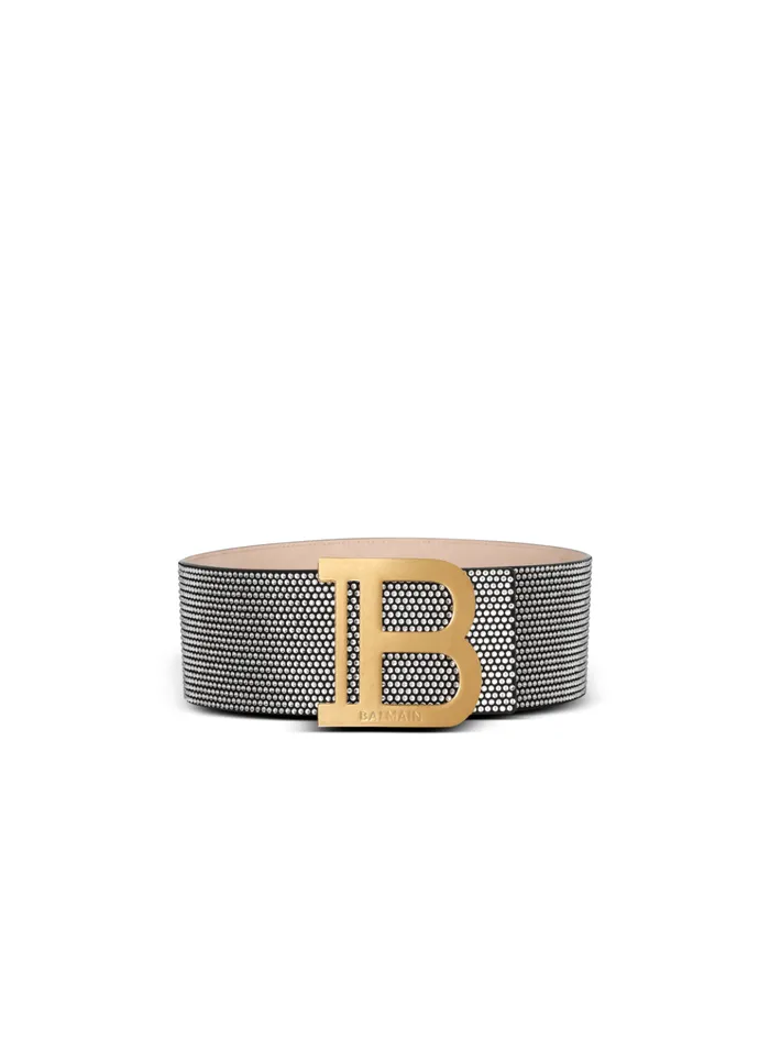 Suede And Crystal BBelt Silver Women Balmain Belts