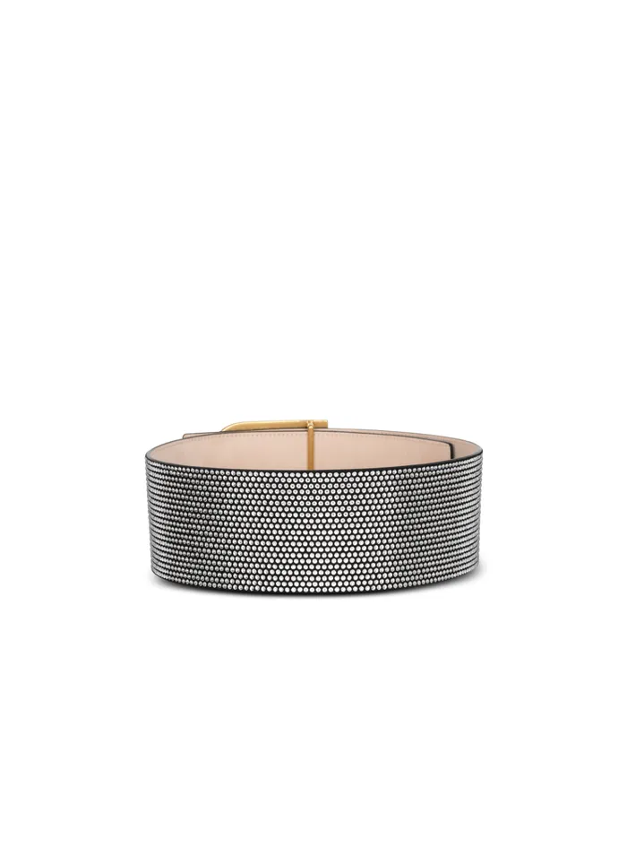 Suede And Crystal BBelt Silver Women Balmain Belts