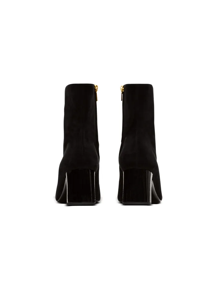 Suede Edna Ankle Boots With Patent Leather Toes Black Women Balmain Boots