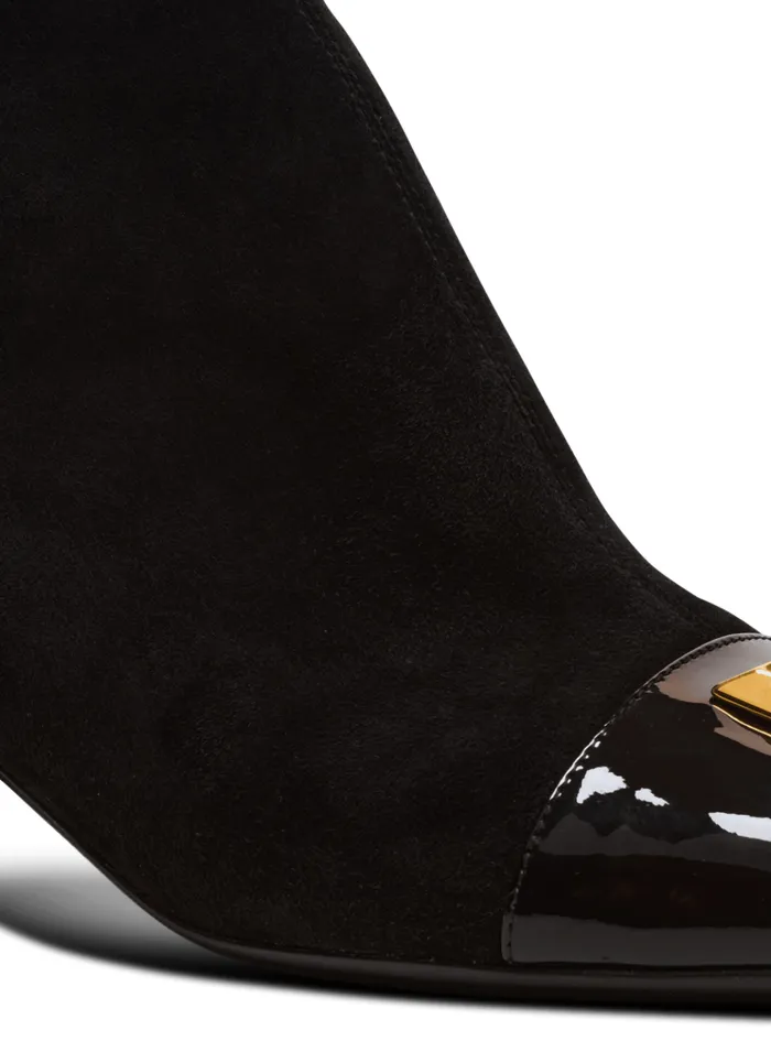Suede Edna Ankle Boots With Patent Leather Toes Black Women Balmain Boots